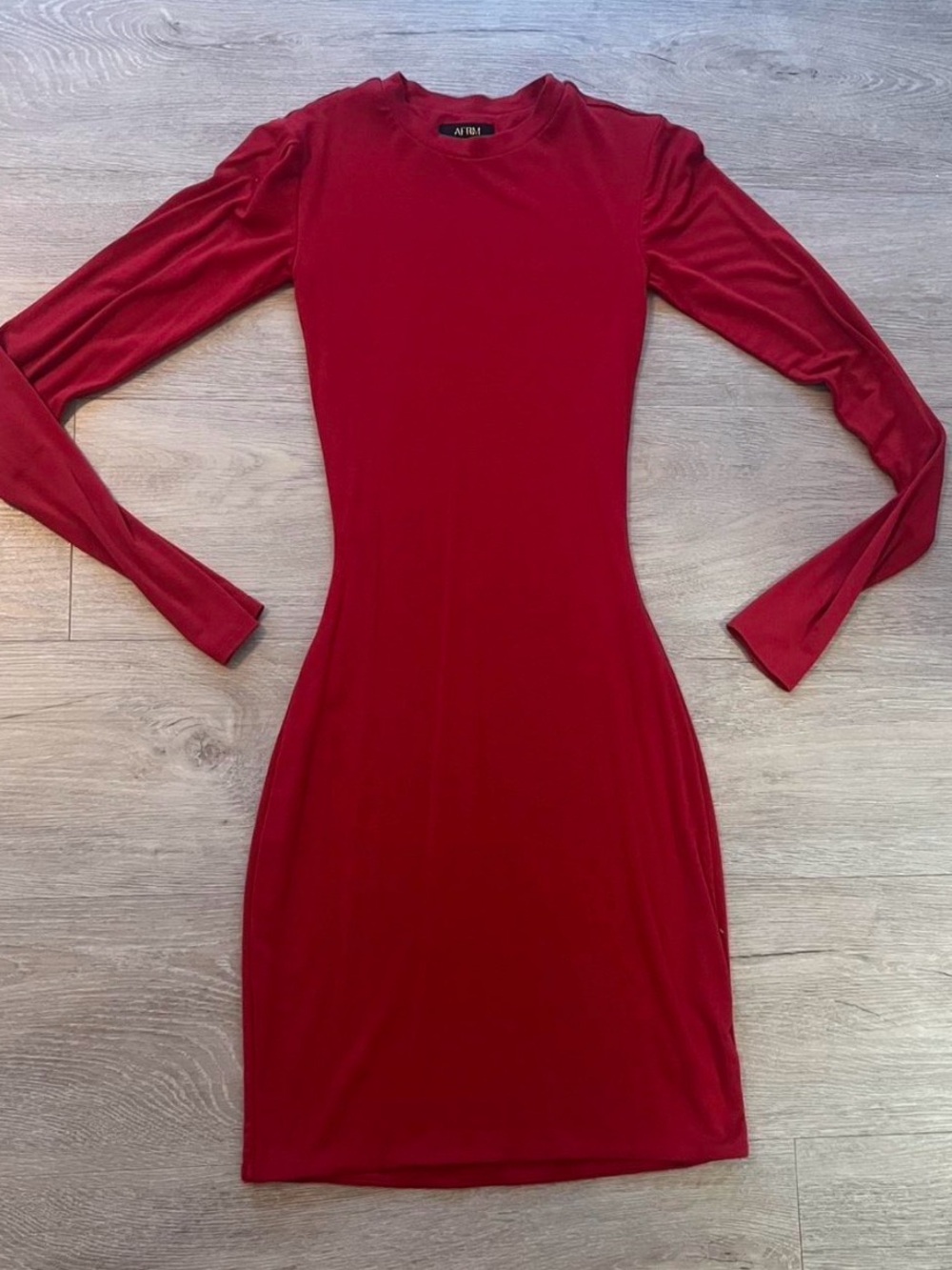 AFRM fitted long sleeve red dress